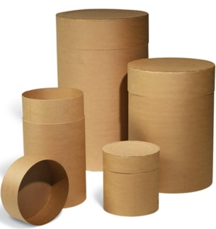 Four cylindrical package tubes of different sizes.